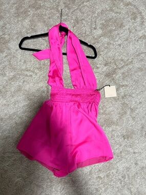 superdown Hot Pink Halter Romper